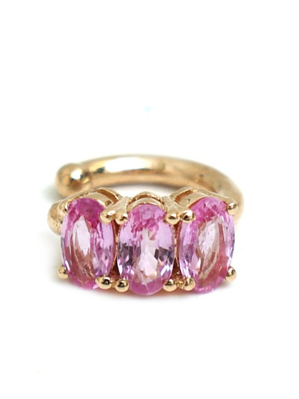 Pink Sapphire Bezel 14K (18k Custom) Yellow Gold Ear Cuffs